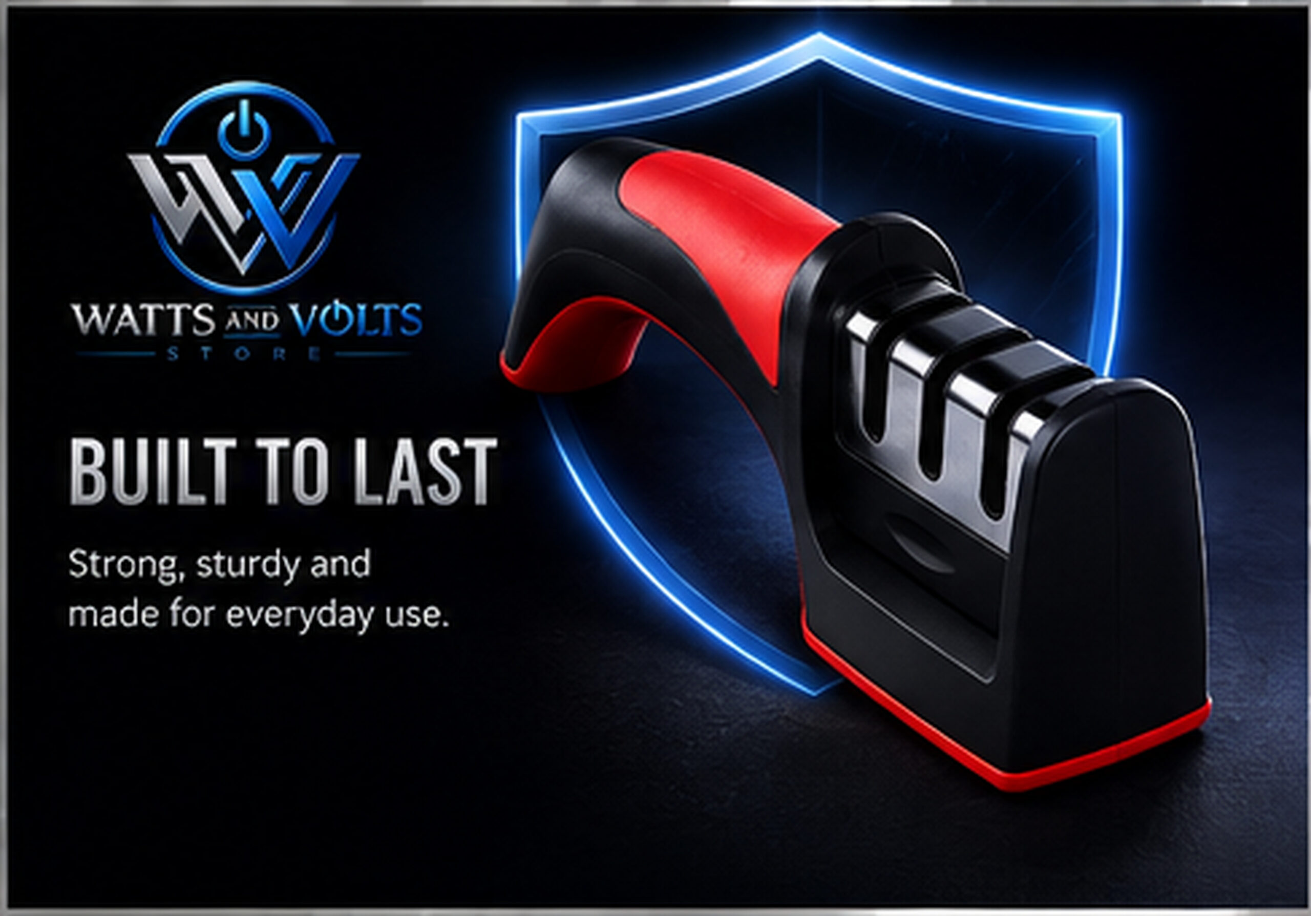 3-in-1 Knife Sharpener Stainless Steel Black Red - Image 3