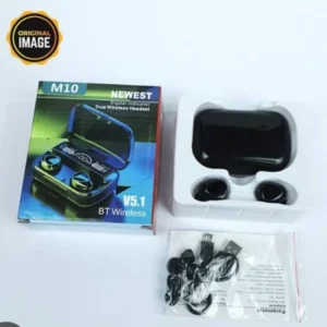 M10 Airpod Bluetooth Earbuds With Fast Charge & Durable ABS Plastic