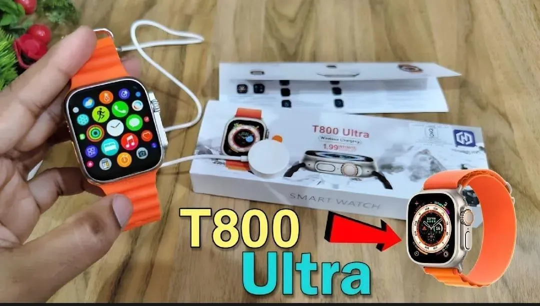 T800 Ultra Smart Watch Orange 2.0"HD Display - Image 3