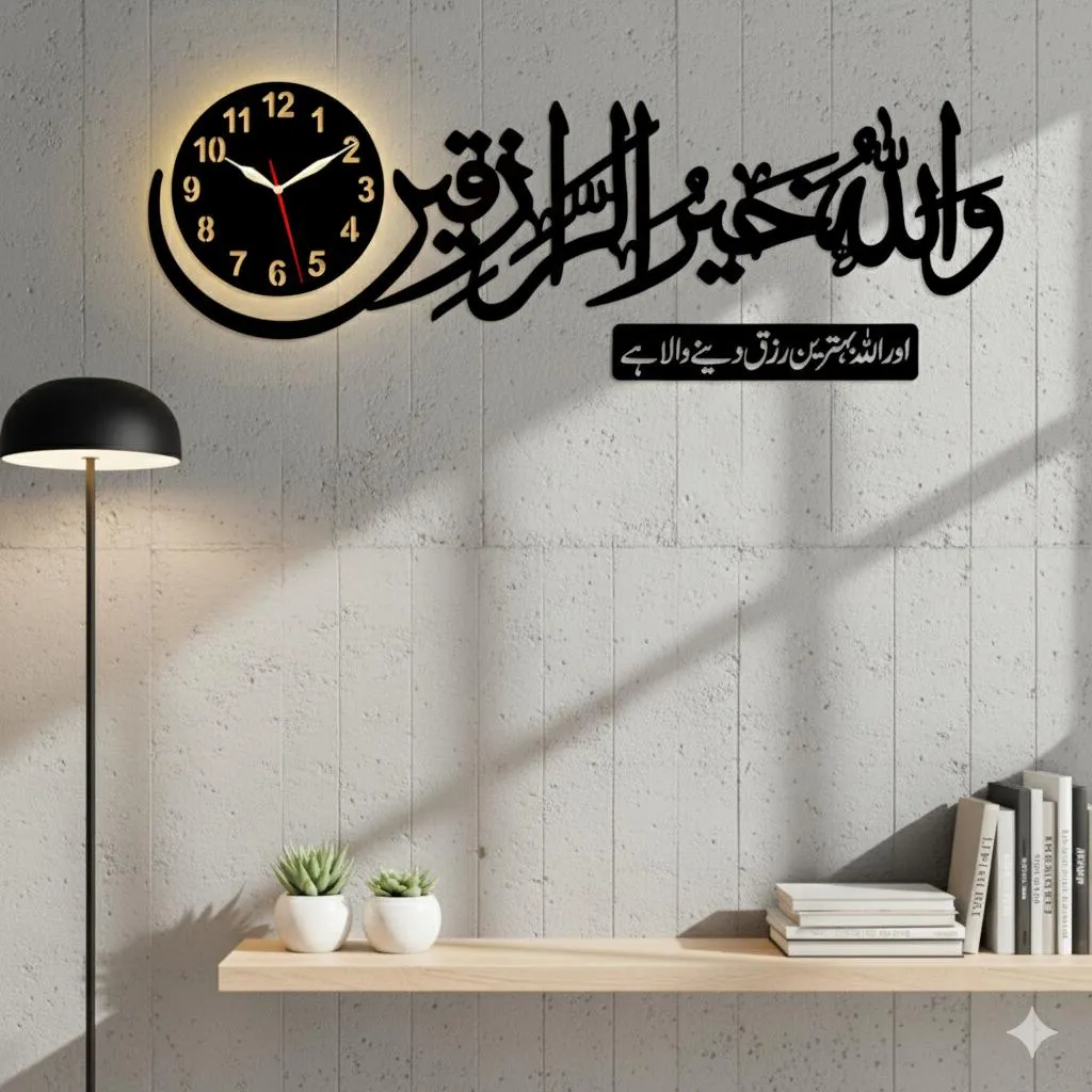 (وَاللَّهُ خَيْرُ الرَّازِقِين) wall watch - Image 2