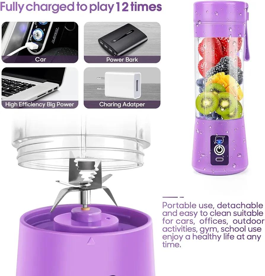 Purple Electric Juicer Blender For Home & Travel - Image 4