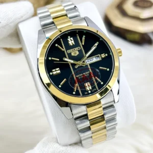 Automatic Men's Luxury Gold Black Dial Watch 37mm Stainless Steel