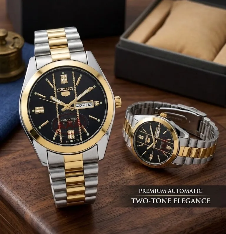 Automatic Men's Luxury Gold Black Dial Watch 37mm Stainless Steel - Image 3
