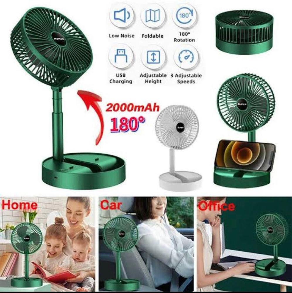 PORTABLE RECHARGEABLE FAN GREEN - Image 2