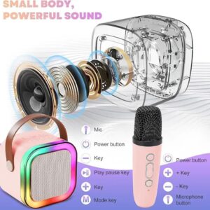 Portable LED Speaker Pink With 2 Microphone For Parties & Commutes