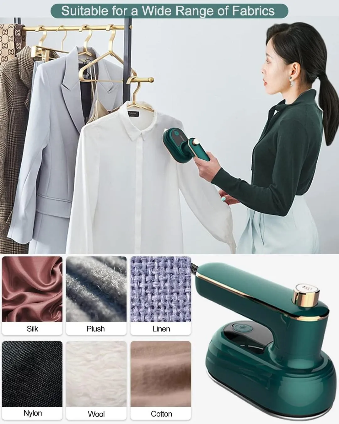 Green Steam Iron For Quick Wrinkles Remover - Image 3