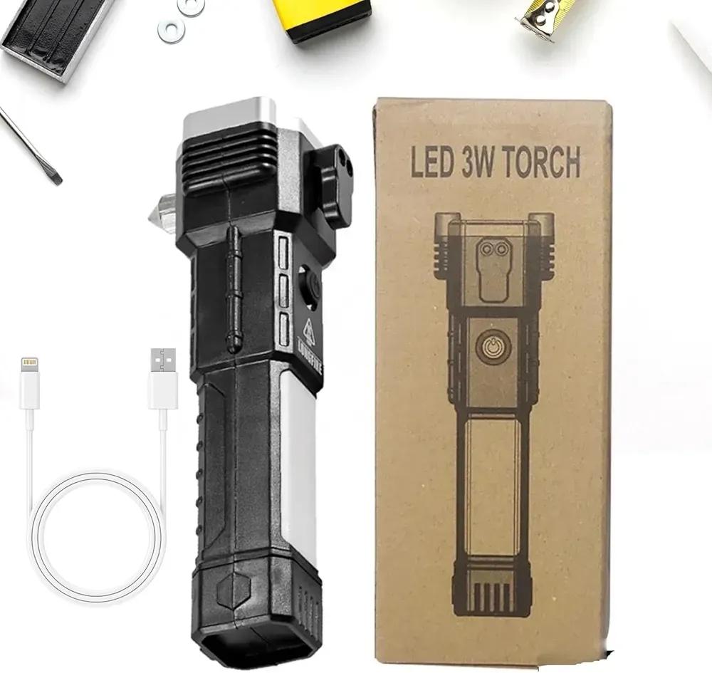 Rechargeable Torch 3w Black ABS - Image 4
