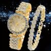 Womens Diamond-encrusted Watch And Bracelet Set