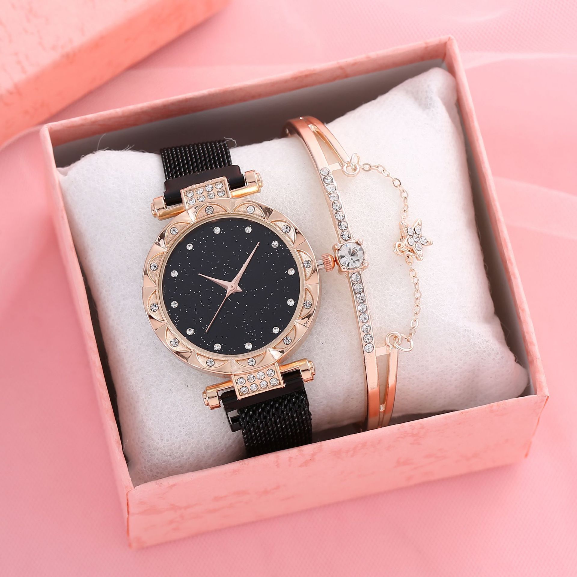 Magnetic Strap Set Womens Quartz Wristwatch