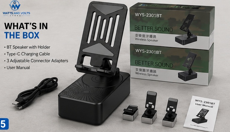 3-in-1 BT Speaker Phone Stand Black Foldable - Image 6