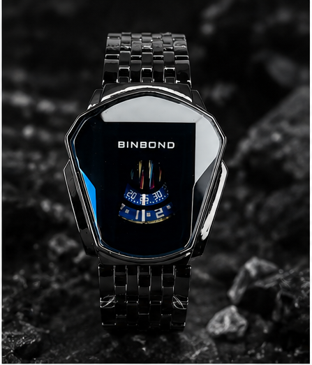 Chic men's Square Dial Watch With Chain Scrap - Image 3