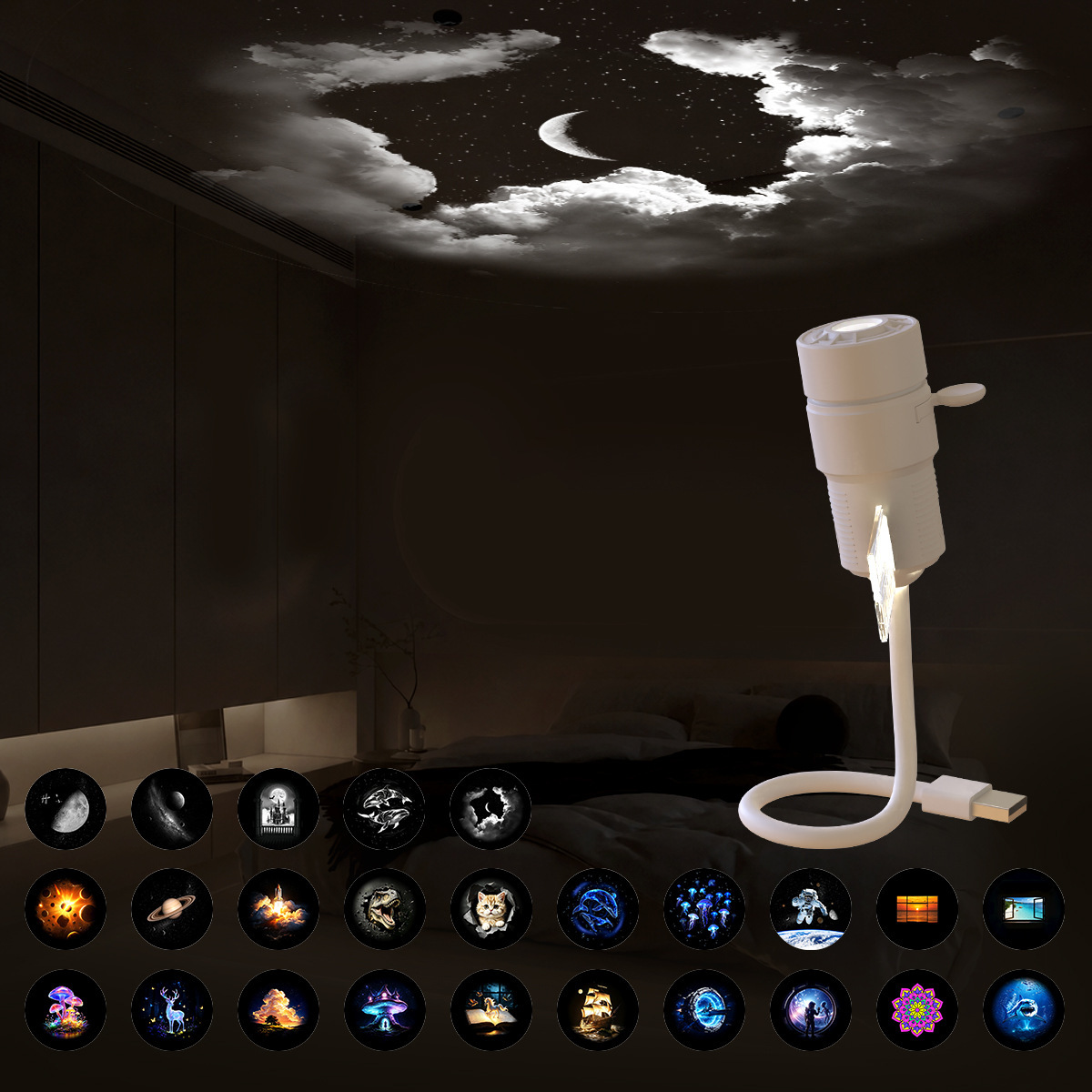 USB Projection Lamp Corporate Gift For Children Dual-mode Starry-sky Projector Night Light - Image 2